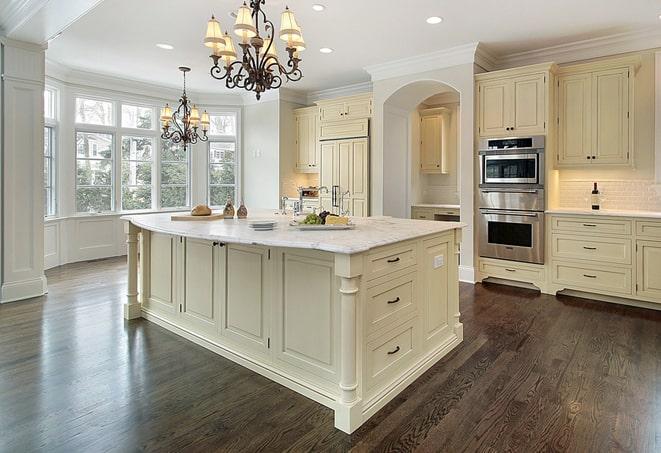 natural wood-look laminate floors in a living room in Bend